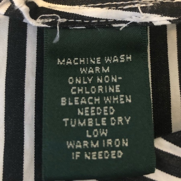 LAUREN RALPH LAUREN Striped Button-Down Shirt Black White 100% Cotton Size: 16 W - Picture 5 of 16